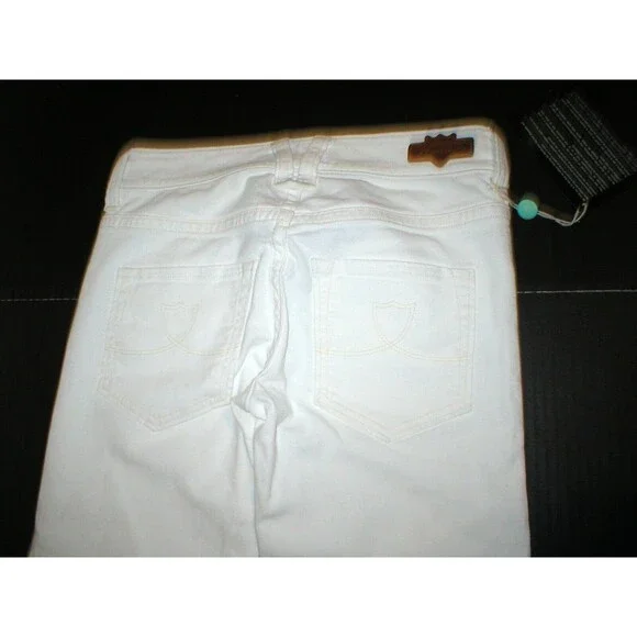 New NWT Designer Hollywood Trading Company White Jeans Womens Flare 25 Mid HTC